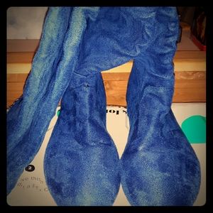 Navy over the knee boots